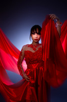 Red Flying Dress in Studio